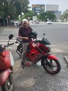 on my motorbike in Cambodia