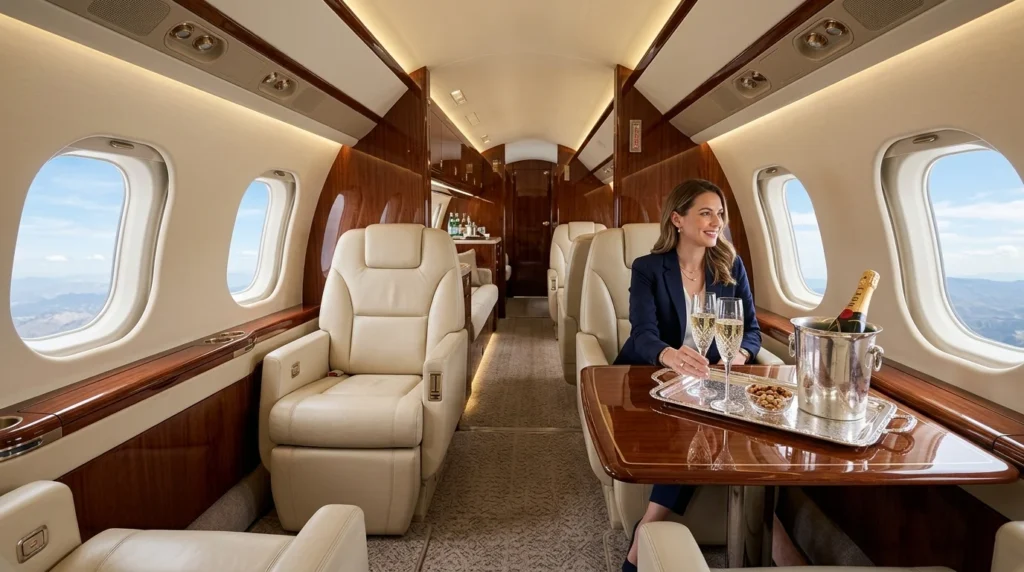 interior of private jet